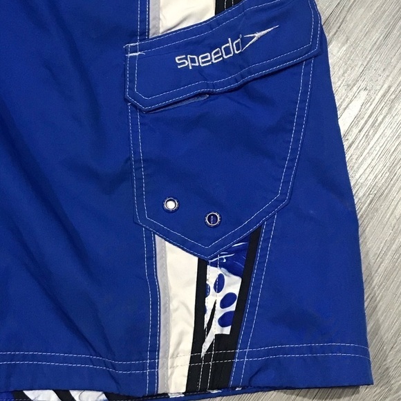 Speedo Royal Blue, Black, White Swim Trunks - Picture 2 of 7